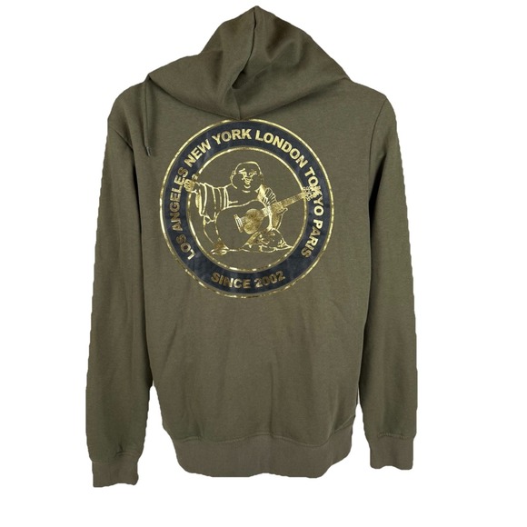 True Religion Other - True Religion City Buddha Zip Up Hoodie Men's Medium Kalamata Green New $119